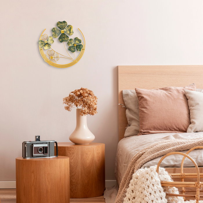 Wallity Shihezi Escultura de Pared Verde y Dorado